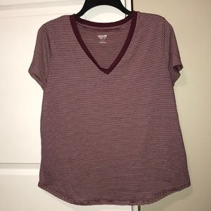 ‼️ Bundle 3/$20 - Mossimo Supply Co Maroon Striped Short Sleeve Top